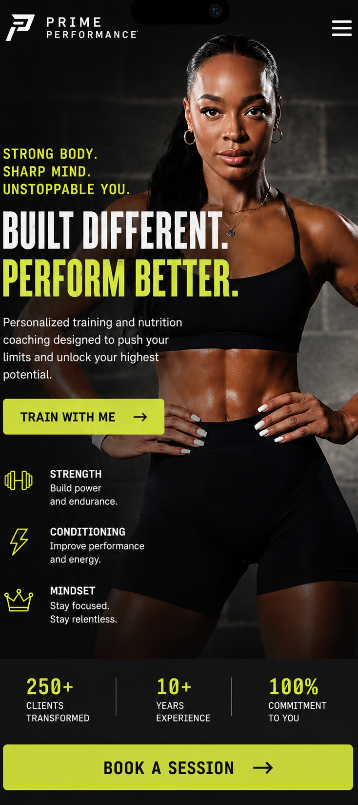 Prime Performance mobile view